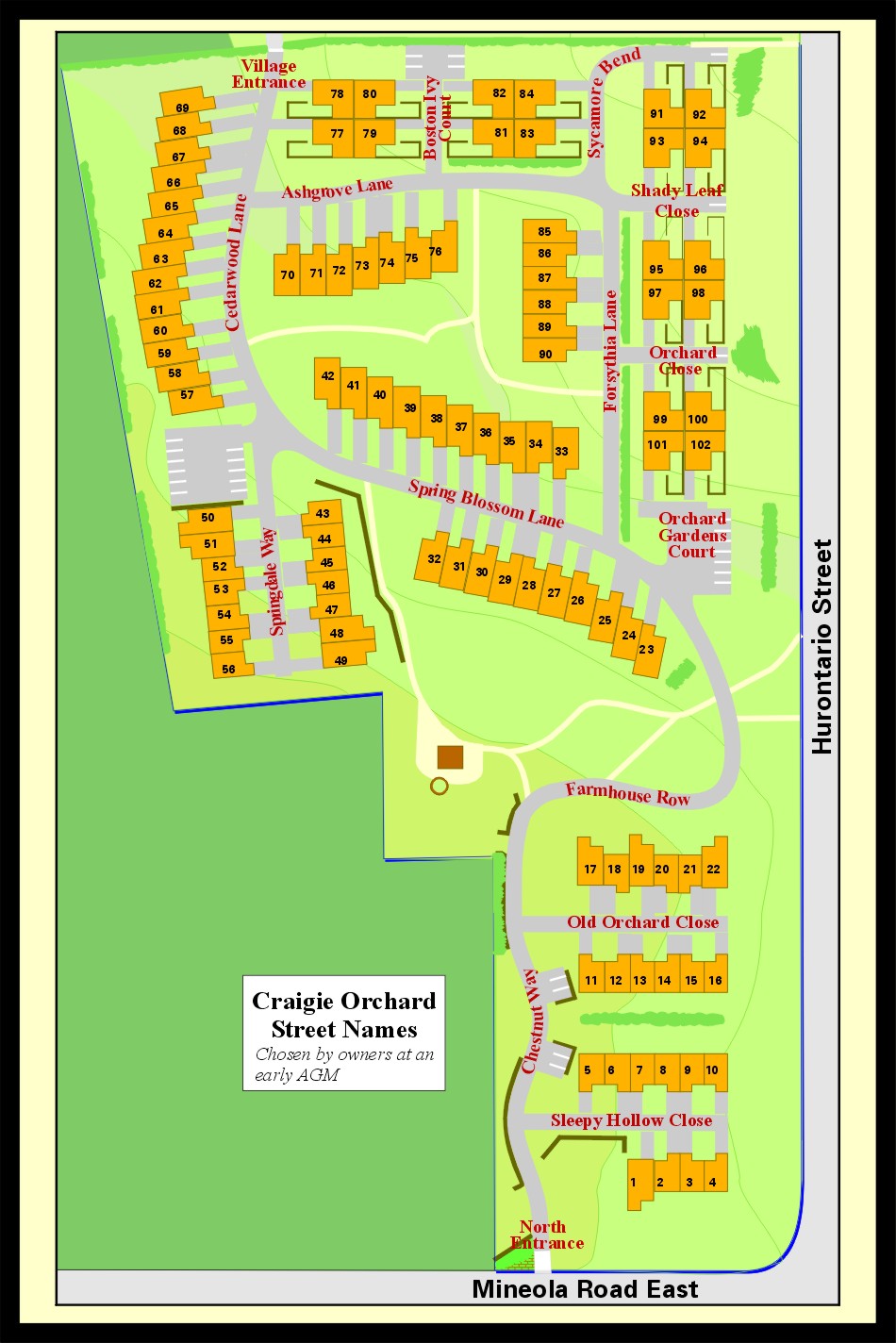 Craigie Orchards Road Names